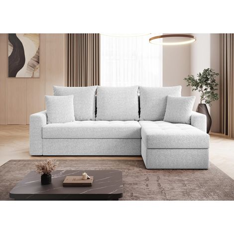 AX LIVING Karaman Schlafsofa mit Bettkasten Eckcouch Perlweiß Sofa 238