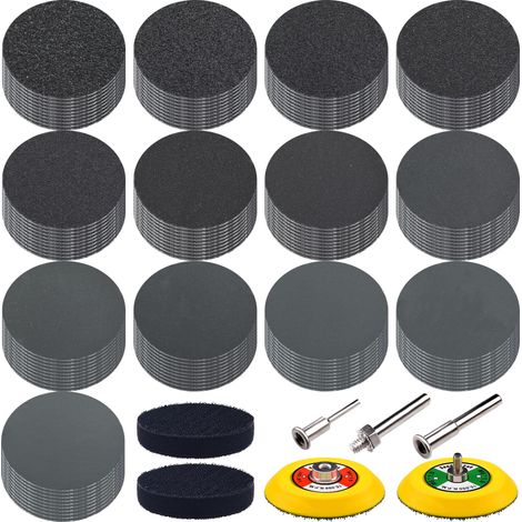 130 Pièces Disques de Ponçage 75mm Disques Abrasifs Ronds Grain 60-5000 Papier de Verre Sec à l'eau Feuilles Abrasives pour Métal Ponceuse Polissage Auto (1/5)