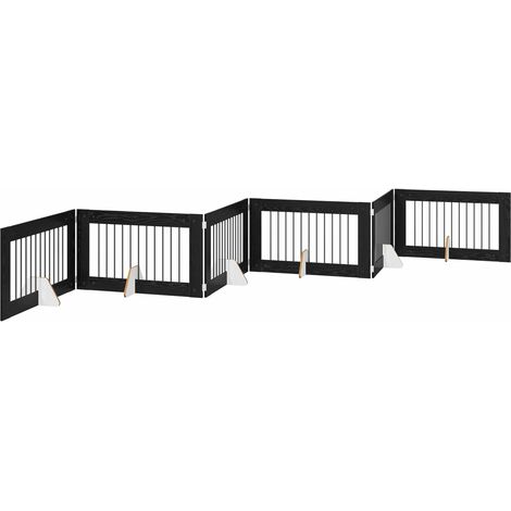 Foldable Dog Gate with Stands 6 pcs Black Oak 602 cm vidaXL