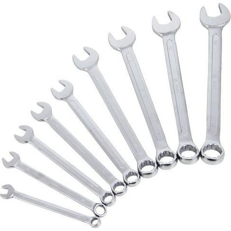 Hanger Juego de 9 llaves fijas mixtas cromadas 8 a 19 mm