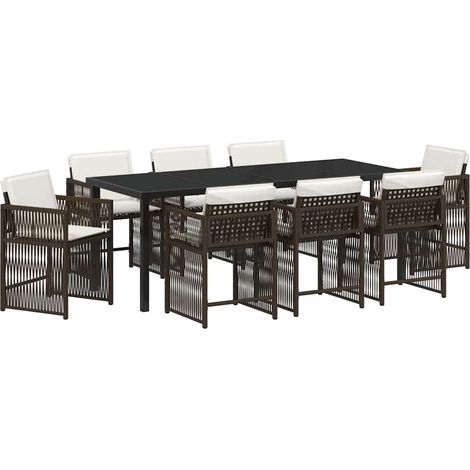 Maison Exclusive - Set da Pranzo per Giardino 9 pcs Marrone polyrattan