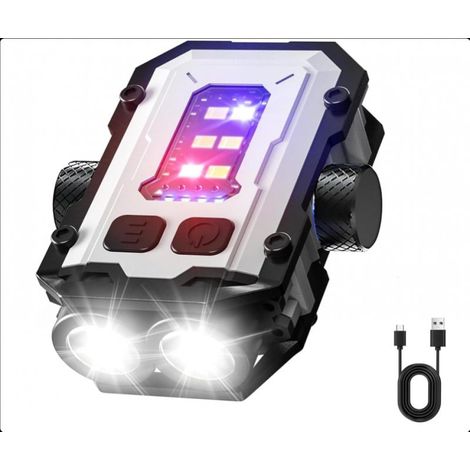 Mini lampe torche EDC avec flash rouge et bleu, LED puissante, pivotante, USBC rechargeable, portable et pratique (blanc) (1/5)