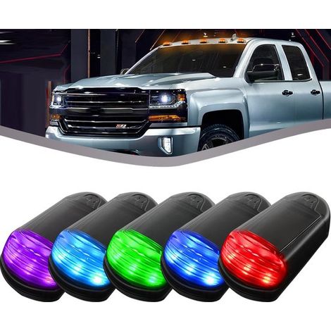 Iluminación solar para cabinas de camiones，sin necesidad de perforaciones ni cableado adicional (negra，5 piezas，7 colores de luz) (1/4)