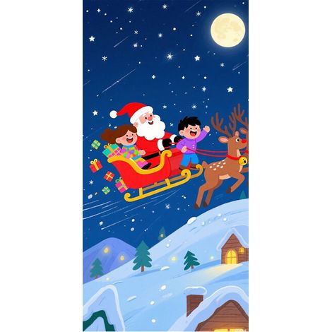 Nouvelle guirlande décorative de Noël, fanion, drapeau, décoration de porte, guirlande d'ambiance - 90 x 180 cm (collage + ruban) - 38