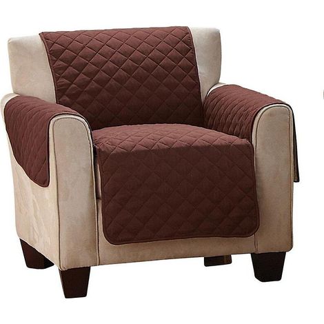 Housse réversible pour fauteuil inclinable rétro européen à motif losange, marron, 170 x 170 cm, polyester (1/5)