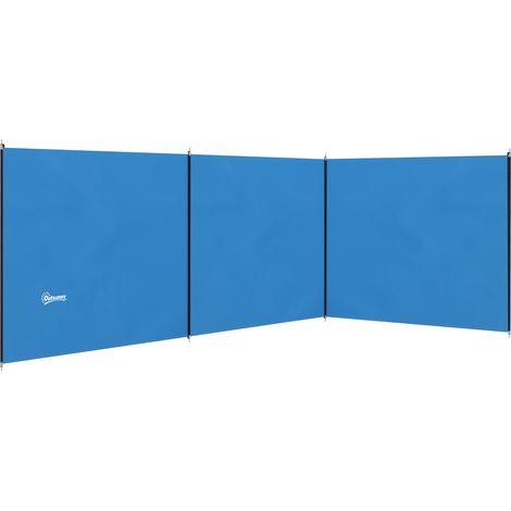 Beyamis Windschutz-Sichtschutz für Camping, Garten und Strand mit 4 Stahlstangen und Tragetasche, 540 x 150 cm, Blau