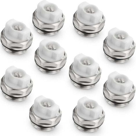 Lot de 10 Bouchons de Robinet de Purge de Radiateur Manuel - 1/2" (1/5)