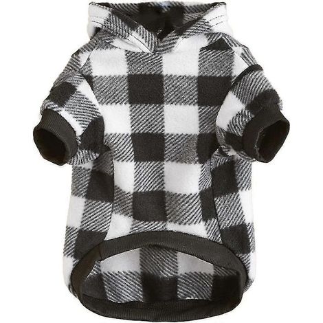 Sweat à capuche à carreaux pour chien, pull en polaire avec capuche et poche (1/5)