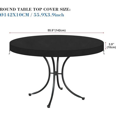 Round Table Cover for Garden Table Cover Outdoor Waterproof Oxford Fabric Protective Cover Round Garden Table Diameter 142 x 10 cm (1/3)