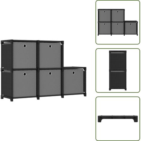 Étagère d'affichage 5 cubes et boîtes Noir 103x30x72,5 cm Tissu - Bibliothèque - Étagère - Meuble De Rangement - Organisation Intérieur - Design Moderne