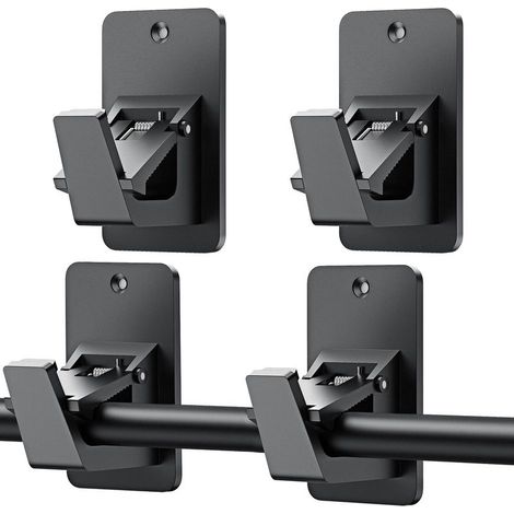 4 Pièces Supports De De Tringle À Rideau, Support Tringle à Rideaux Auto-Adhésif Salle de Bains, Support Rod Rideaux sans Percage, pour Salle de Bain, Chambre, Salon, Cuisine(Noir) (1/4)
