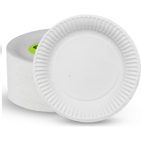 500 assiettes jetables en carton, 18 cm, résistantes à la graisse – assiettes de fête écologiques pour événements et quotidien (1/5)