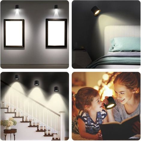 Applique Murale - LED Rechargeable USB - Rotation 360° - Pour Chambre et Couloir - 1 Pièce (1/4)