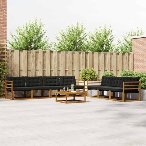vidaXL  Outdoor Sofa Set  with Cushion 8 pcs Natural and Black