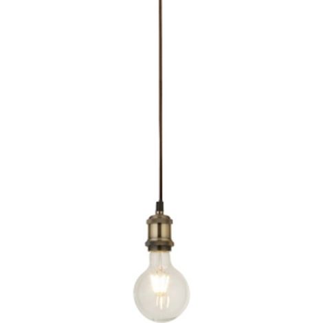 Suspension de câble de lumière en laiton antique de Searchlight 1 avec le câble textile brun de 1.5Mtr (1/3)