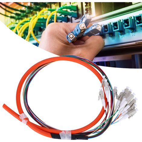 Câble fibre optique multimode en queue de cochon, 12 conducteurs, LC/UPC-62,5/125 mm², avec gaine extérieure en PVC pour réseaux (1/5)