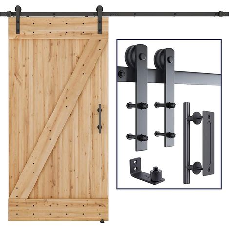 Kit de quincaillerie pour porte de grange Kit de quincaillerie for porte de grange coulissante robuste et robuste, double rail, système de grange for porte en bois, accessoires de quincaillerie for po (1/5)