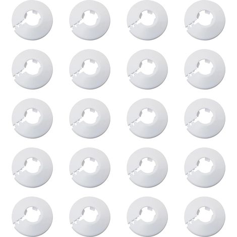 20 Cache-tuyau, Diamètre 17 mm, Plastique PP, Blanc, Pour Chauffage et Eau