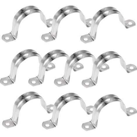 Filiyano-20 colliers de serrage en forme de U pour tuyaux, à 2 trous, en acier inoxydable 304, colliers de serrage rigides (1/5)