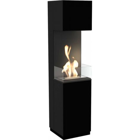 Biokamin Ethanol Kamin Bioethanil Standkamin Kamin SIERRA Black Dekorativ 'Mit Glas'