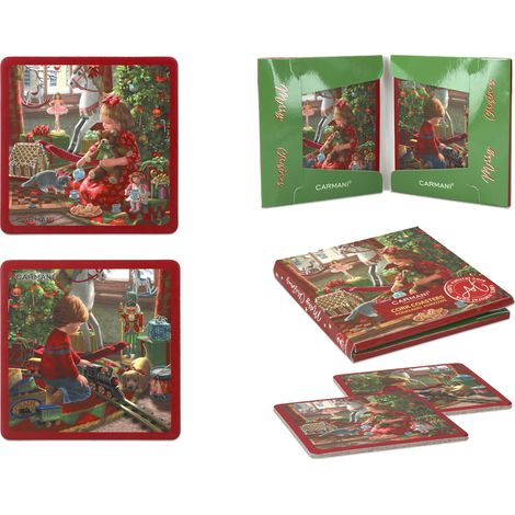 Juego de 2 posavasos de corcho - Navidad (carmani)