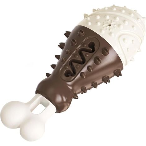 Jouet pour chien en forme de pilon, jouet d'entraînement au massage des gencives, jouet pour chien de petite et grande taille, jouet d'intérieur et d'extérieur pour chien, jouet amusant (blanc marron) (1/5)