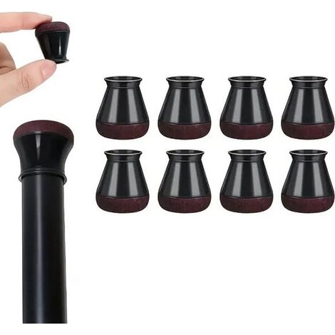 Protectores de patas para sillas (juego de 8), Fundas para patas de sillas, Fundas para patas de mesa, Protectores de suelo de silicona, Negro (1/5)