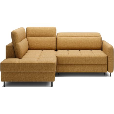 Sofá de esquina izquierda convertible BARNEA 208 cm camel con almacenamiento (1/5)