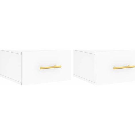 Maison Exclusive - Mesitas de noche de pared 2 uds blanco 35x35x2 (1/5)