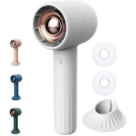 BUNTHAUS (Blance) Mini ventilateur USB avec batterie rechargeable, ventilateur portable silencieux, petite batterie, avec base de bureau, refroidit en voyage, extérieur, intérieur (1/5)