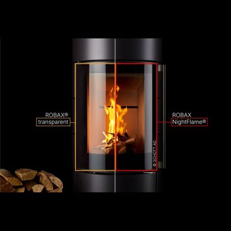 Vitre Artwood ORIO Side - Verre intelligent à effet Clair-obscur - 238 x 500 mm (A x H) - 4 mm ROBAX NightFlame®