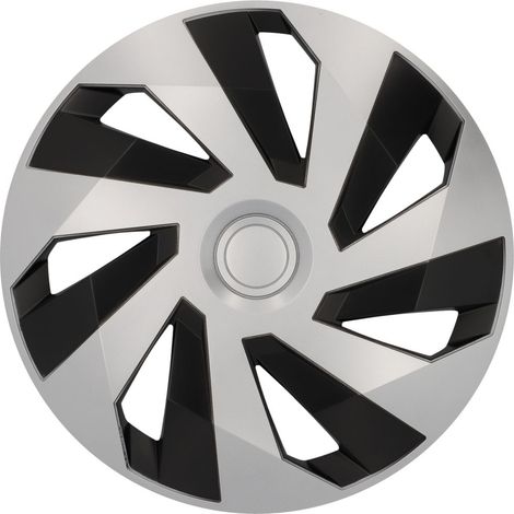 Cartrend Radzierblenden Flow 38 cm (15 Zoll) silber schwarz 4 Stück Radkappe (1/3)