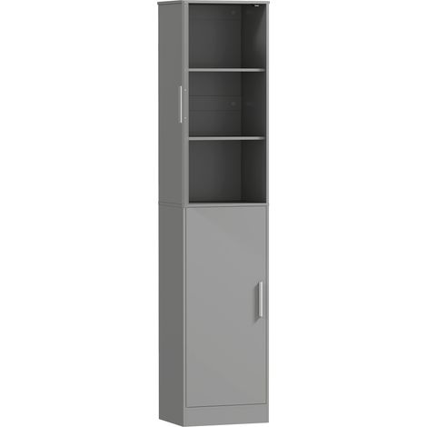 Meuble colonne salle de bain 2 portes 4 étagères ajustables, 40x35x180 cm, gris (1/5)