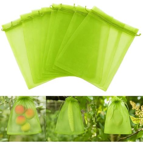 Lot de 100 Sac Protection Fruits, Sachet Protection Raisin,Sachet en Organza 40x30cm, Housse de Protection Respirante pour Fruits, Les Grappes de Raisin Contre Frelons Insectes et Oiseaux (1/5)