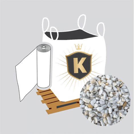 Kit Graviers blanc + géotextile = 1 Big Bag gravier Cristal 8/12 1.5T [environ 20m2 sur 5cm d'épaisseur] + 1 géotextile 25m2 (1/3)