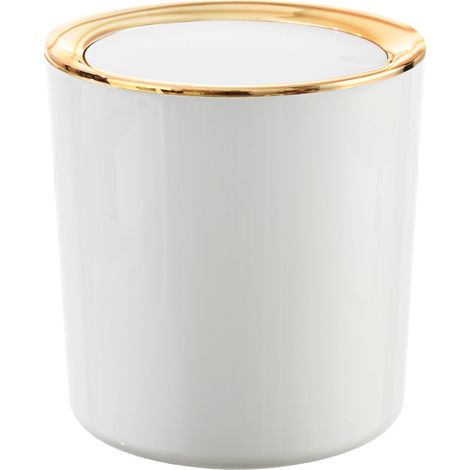 Mini poubelle de bureau, poubelle avec couvercle, petite poubelle en plastique de 2,6 litres pour table, salle de bain, bureau, coiffeuse et cuisine (blanche) (1/5)