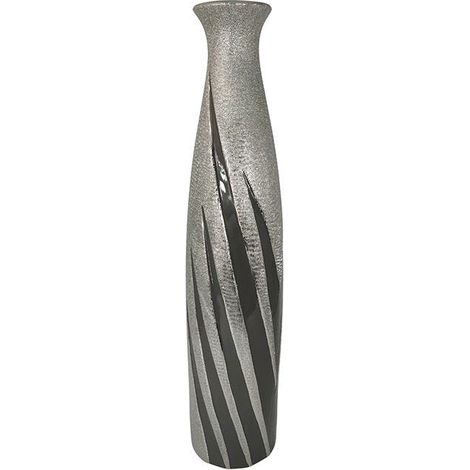 Grand vase décoratif gris et argent (1/2)