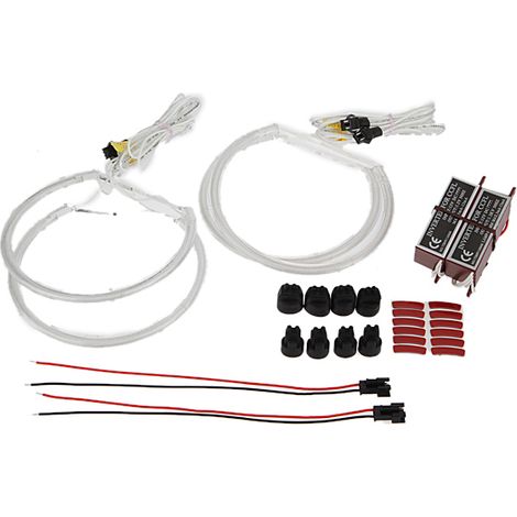 Lot de 4 LED Angel Eyes ronds 131mm – Technologie CCFL 8000k hyper blanc – Compatible BMW E36 E38 E39 E46 – Placement avant – Drillpro (1/4)