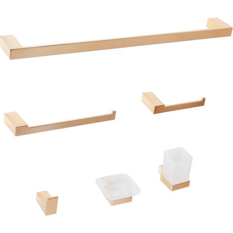 Badaccessoires Set 6-teilig TUMACO mit Handtuchstangen und -haken Gold