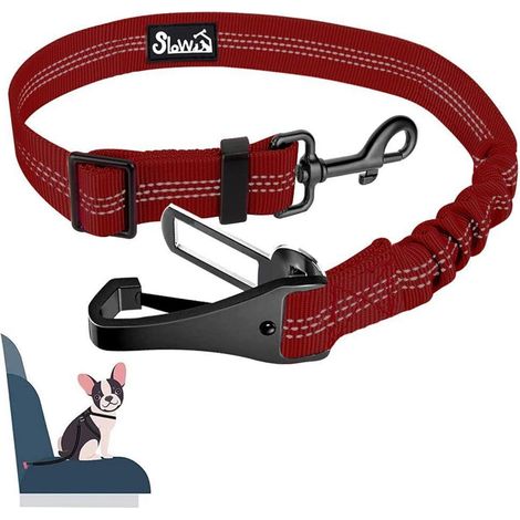 Hunde Sicherheitsgurt für Auto mit Ruckdämpfung, 70cm Rot (1/5)