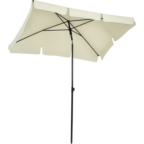 Parasol droit rectangulaire inclinable en aluminium et polyester haute densité 2 x 1,3 m beige clair pour jardin (1/5)