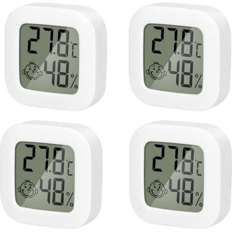 Paquet de 4 thermomètres électroniques d'intérieur de haute précision et thermomètre d'humidité pour chambre de bébé, instrument de test d'affichage sec et humide mural (1/4)