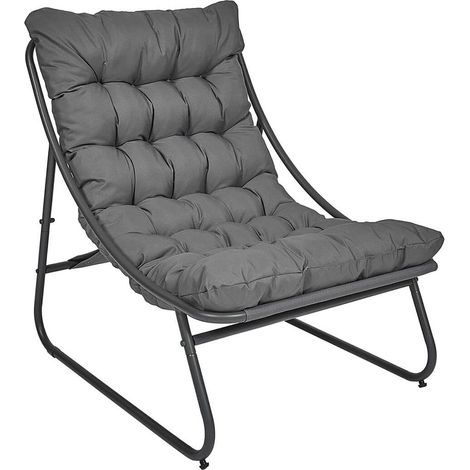 DOLCI - Fauteuil de Jardin en Métal et Textilène Gris avec Coussin (1/5)