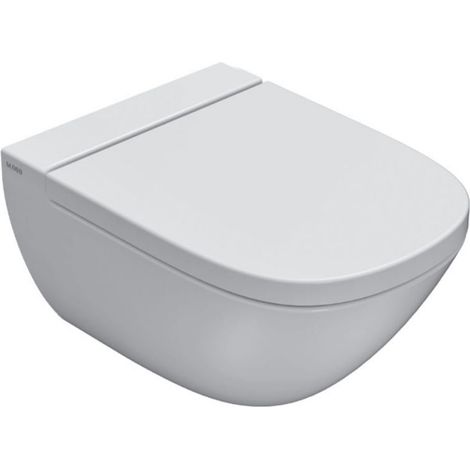 Vaso sospeso 51x37 cm Globo Stockholm in ceramica LAS03BI  Bianco - Ceramica - Con copri wc soft close