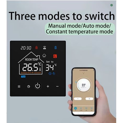 Thermostat chaudière WIFI K3-WIFI Tuya affichage LCD alimentation batterie/USB montage surface compatible Alexa Google (1/4)