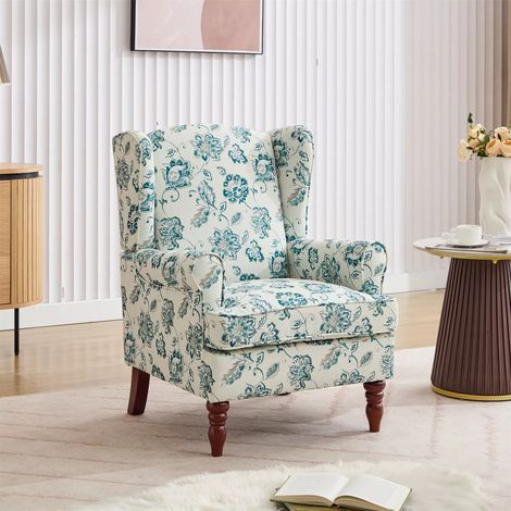 High Wingback Armchair Chair Fireside - Fabric Teal (1/5)