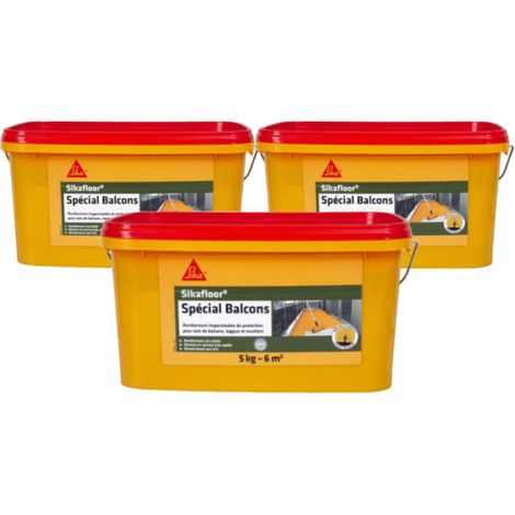Lot de 3 revêtements acrylique imperméable - SIKA Sikafloor Spécial Balcon - Gris - 5kg