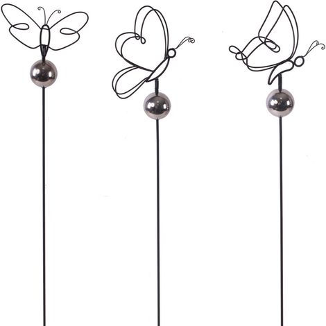 TrendLine Gartenstecker Schmetterling Metall 115 x 20 cm 3-fach sortiert Gartenstecker