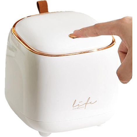 Mini-Tischmülleimer, kleiner Mülleimer mit Druckknopfdeckel, Kunststoff, für Büro, Auto, Badezimmer, Schlafzimmer (1/5)