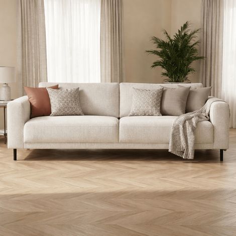 Modern 3-sitzer Sofa Beiger Stoff Aniko 213x90x78 cm